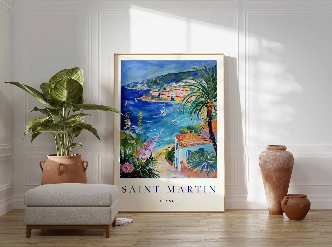 Saint Martin Poster Saint Martin Travel Print France Wall Art French Travel Print Tropical Decor Sea Print Saint Martin Travel Poster - Image 3