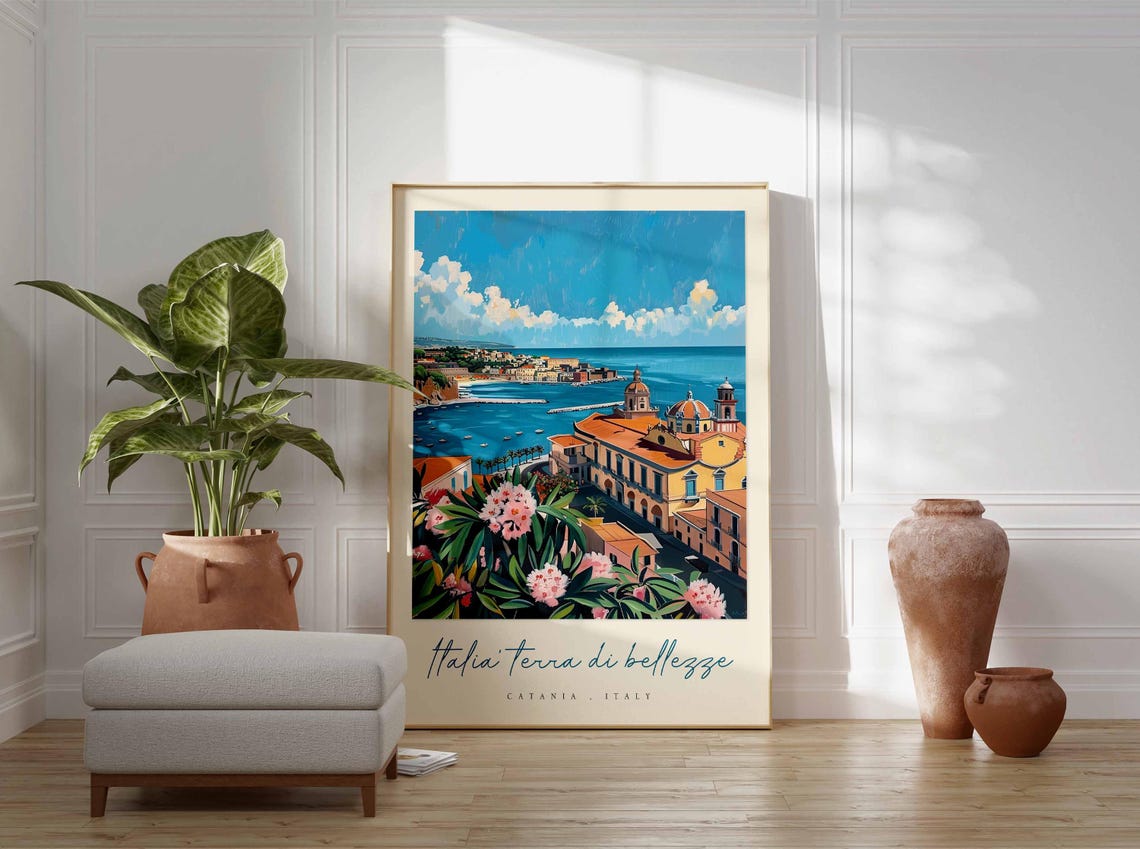 Catania Poster Catania Travel Print Catania Travel Art Catania Wall Art Italy Art Italy Travel Decor Italian Travel Gift - Image 3