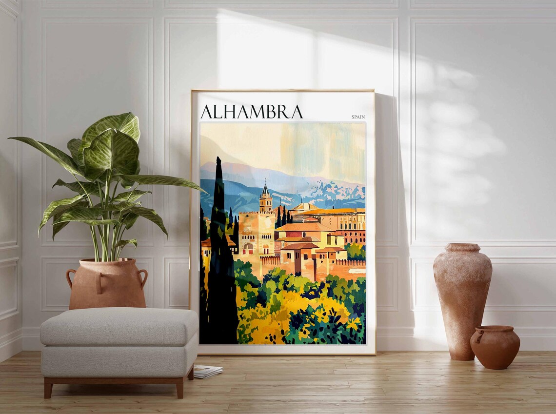 Alhambra Poster Spain Travel Print Spanish Decor Europe Travel Poster European Wall Art Alhambra Gift Alhambra Travel Poster - Image 2