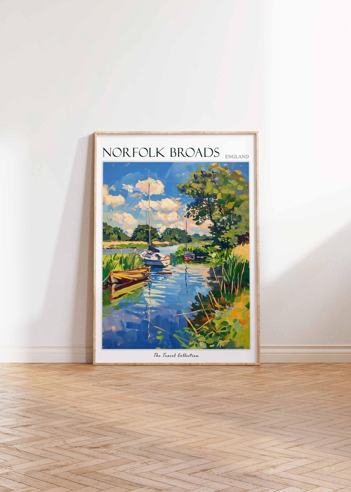 Norfolk Broads England Sailboats River Scene Travel Collection Poster - Image 2