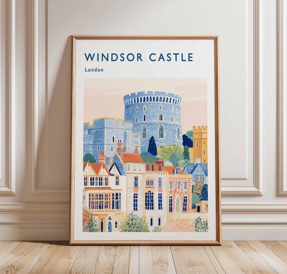 Windsor Castle London Round Tower Townhouse View Travel Poster