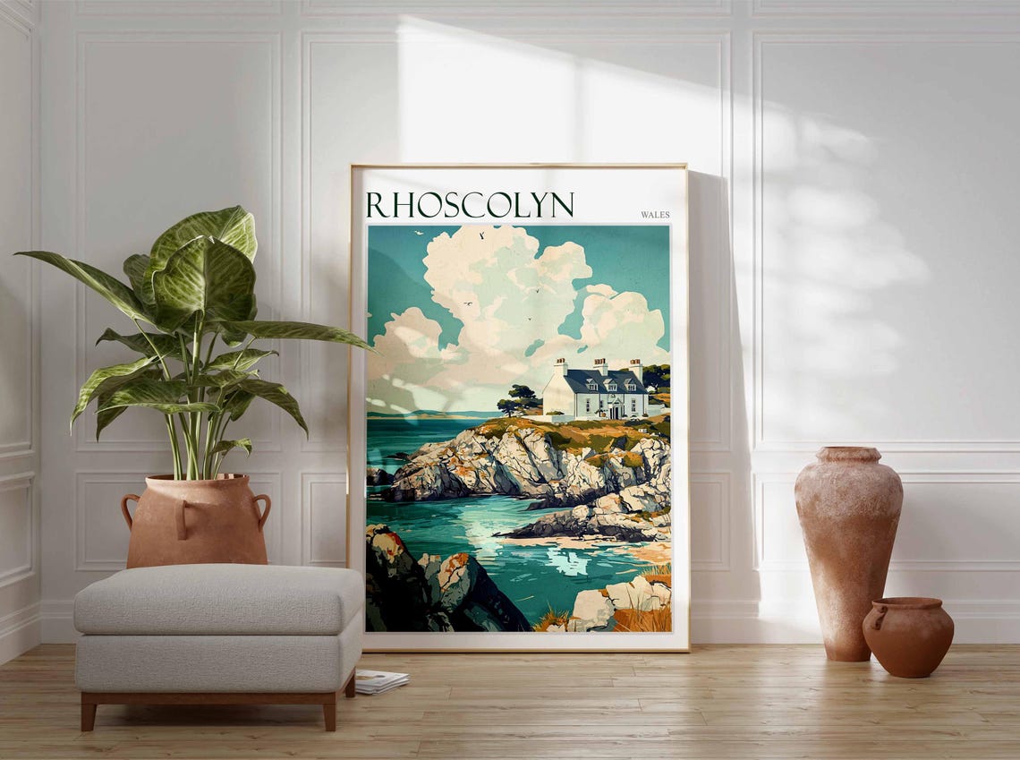 Rhoscolyn Wales White House On Rocky Cliffs Sea View Art Poster - Image 4