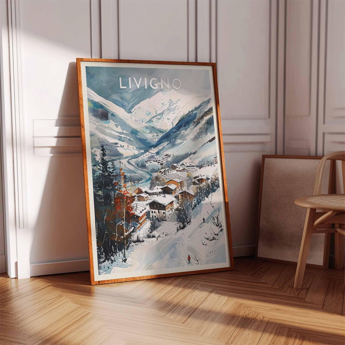 Livigno Italy Watercolor Mountain Village Street Scene Poster - Image 3