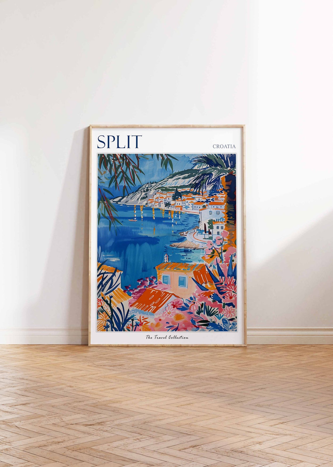 Split Croatia Harbor Coast Flowers Seaside Art Travel Poster - Image 2