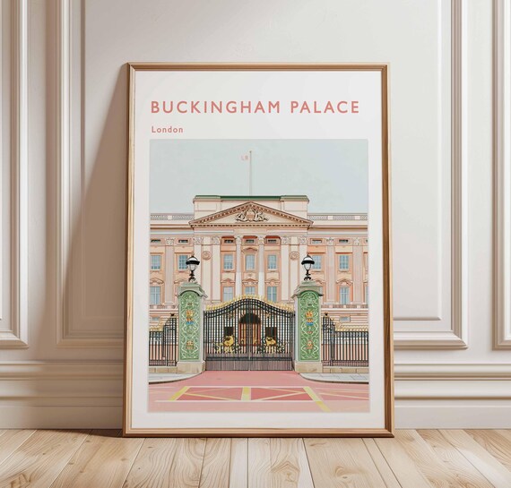 Buckingham Palace London Golden Front Gates Travel Art Poster