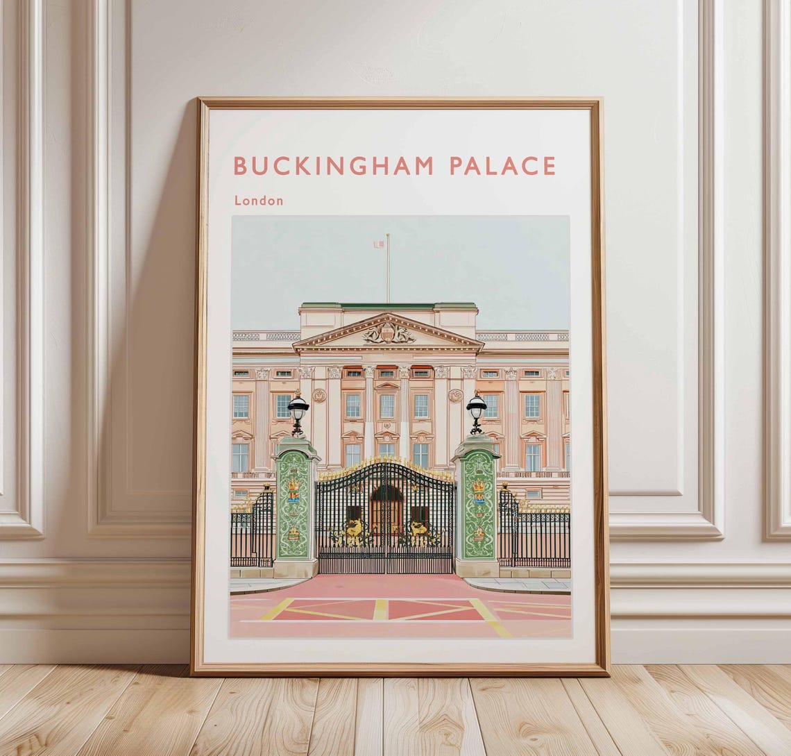 Buckingham Palace London Golden Front Gates Travel Art Poster
