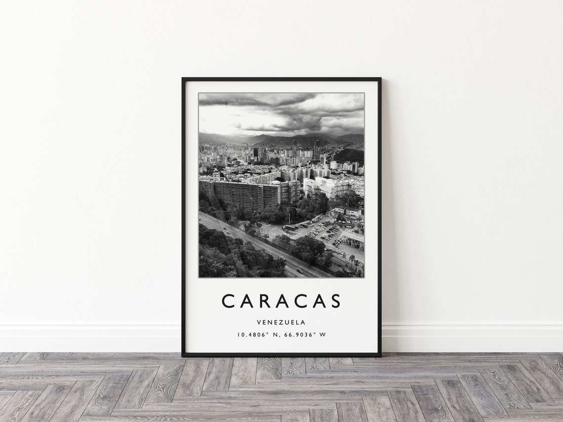 Caracas Venezuela Travel Print Caracas Travel Poster Venezuela Travel Print South America Travel Poster Travel Gift Black And White - Image 2