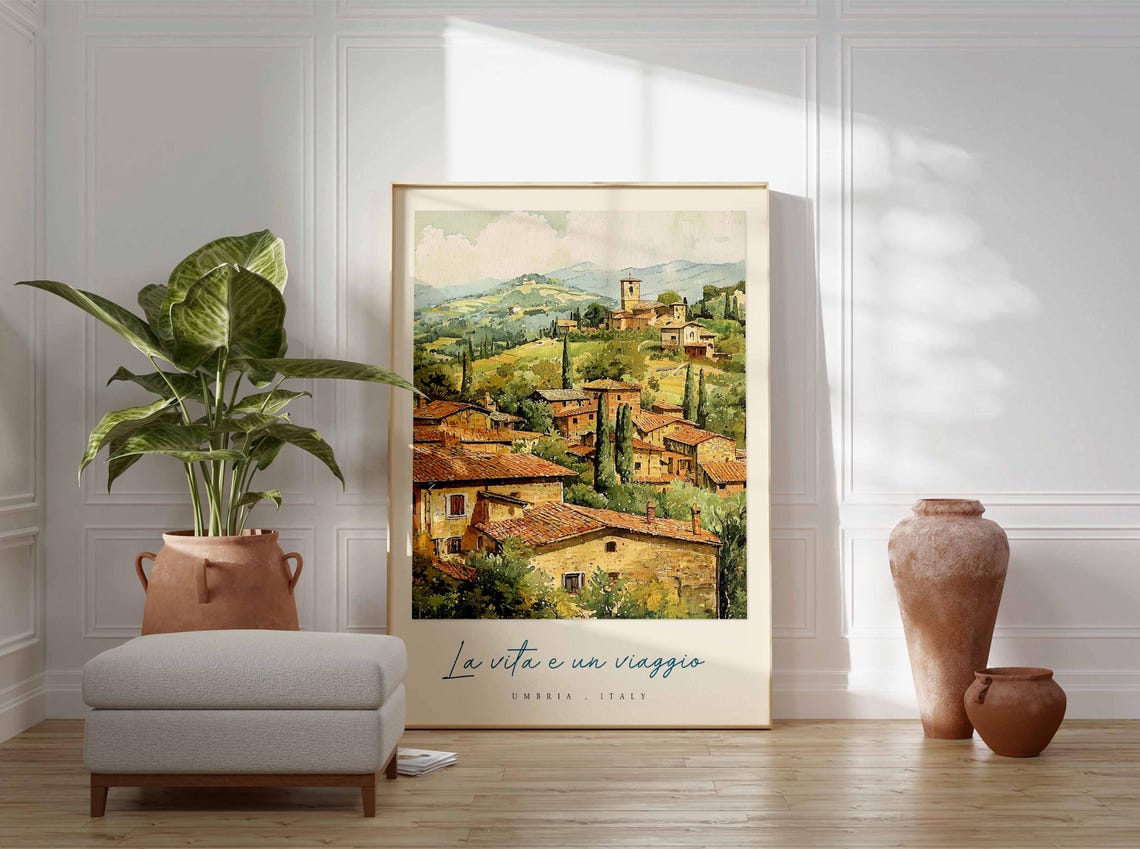 Umbria Poster Italian Travel Print Umbria Travel Art Umbria Wall Art Italy Art Italy Travel Decor Italian Travel Gift - Image 3