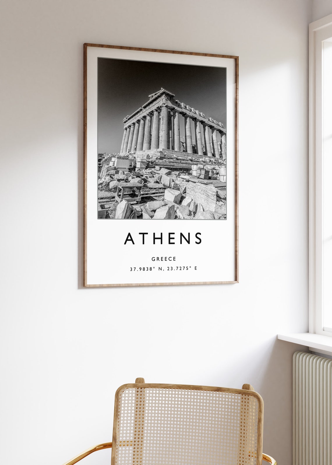 Athens Greece Parthenon Acropolis Black White Minimalist Photo Poster - Image 3