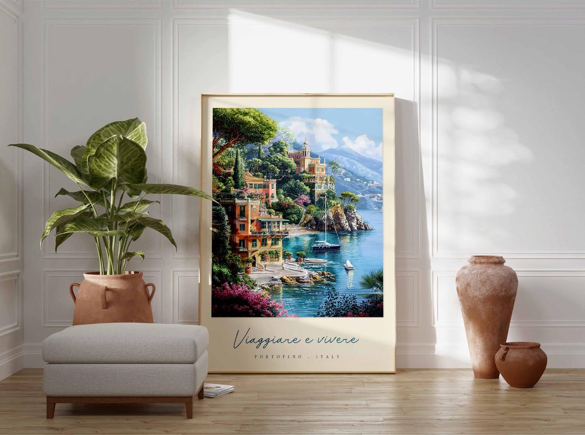 Portofino Poster Italian Travel Print Portofino Travel Art Portofino Wall Art Italy Art Italy Travel Decor Italian Travel Gift - Image 3