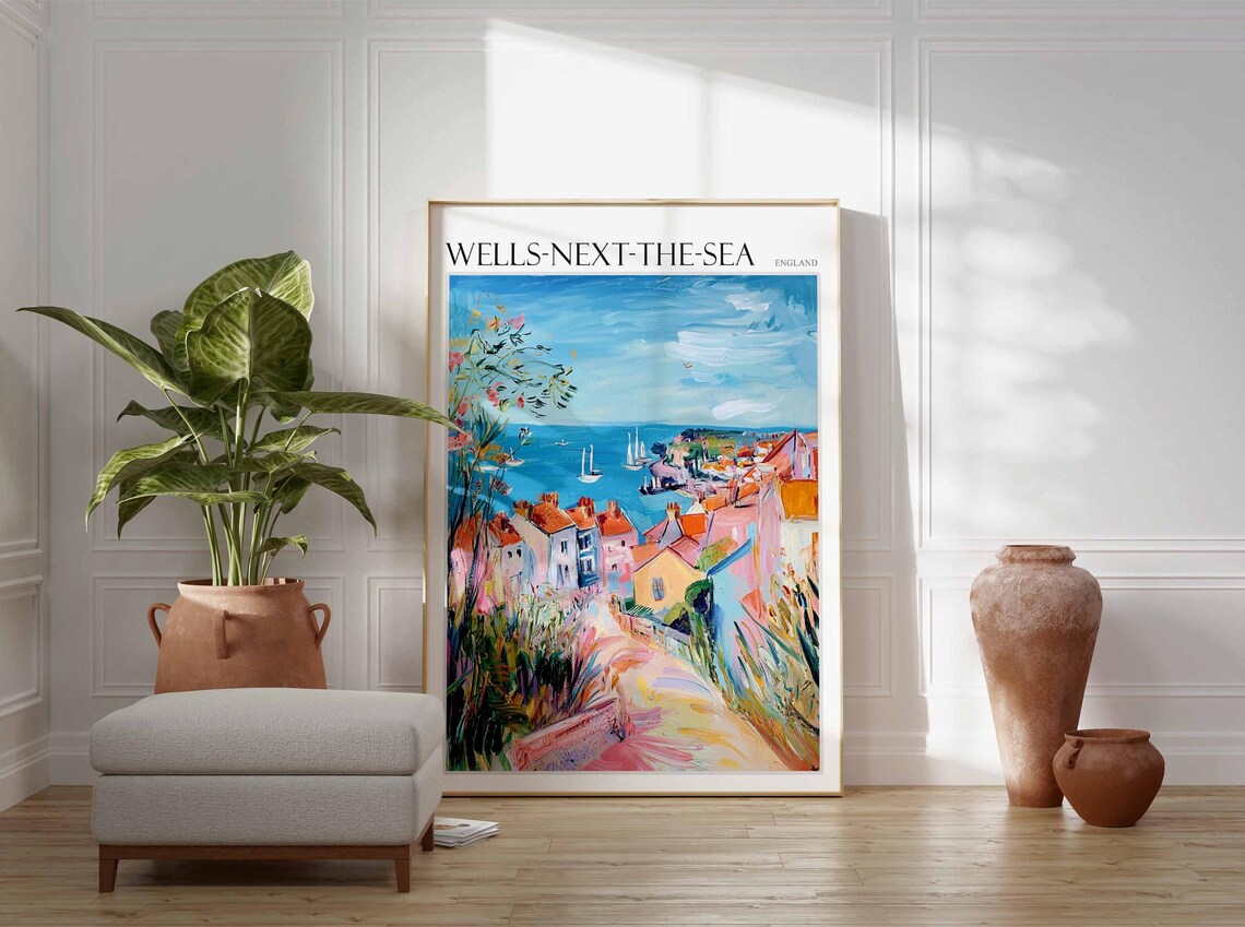 Wells Next The Sea Poster Norfolk Poster Uk Travel Poster Coastal Wall Art British Decor Wells Next The Sea Travel Print Norfolk Decor - Image 2