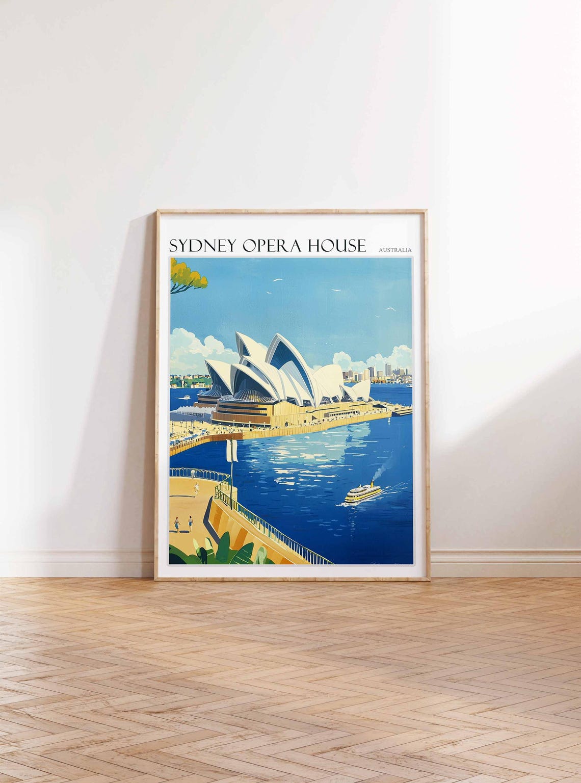 Sydney Opera House Australia Vintage Harbour Ferry Illustration Poster - Image 2