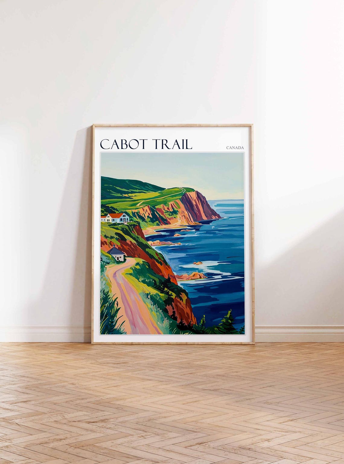 Cabot Trail Canada Red Cliffs and Village Road Ocean View Poster - Image 3
