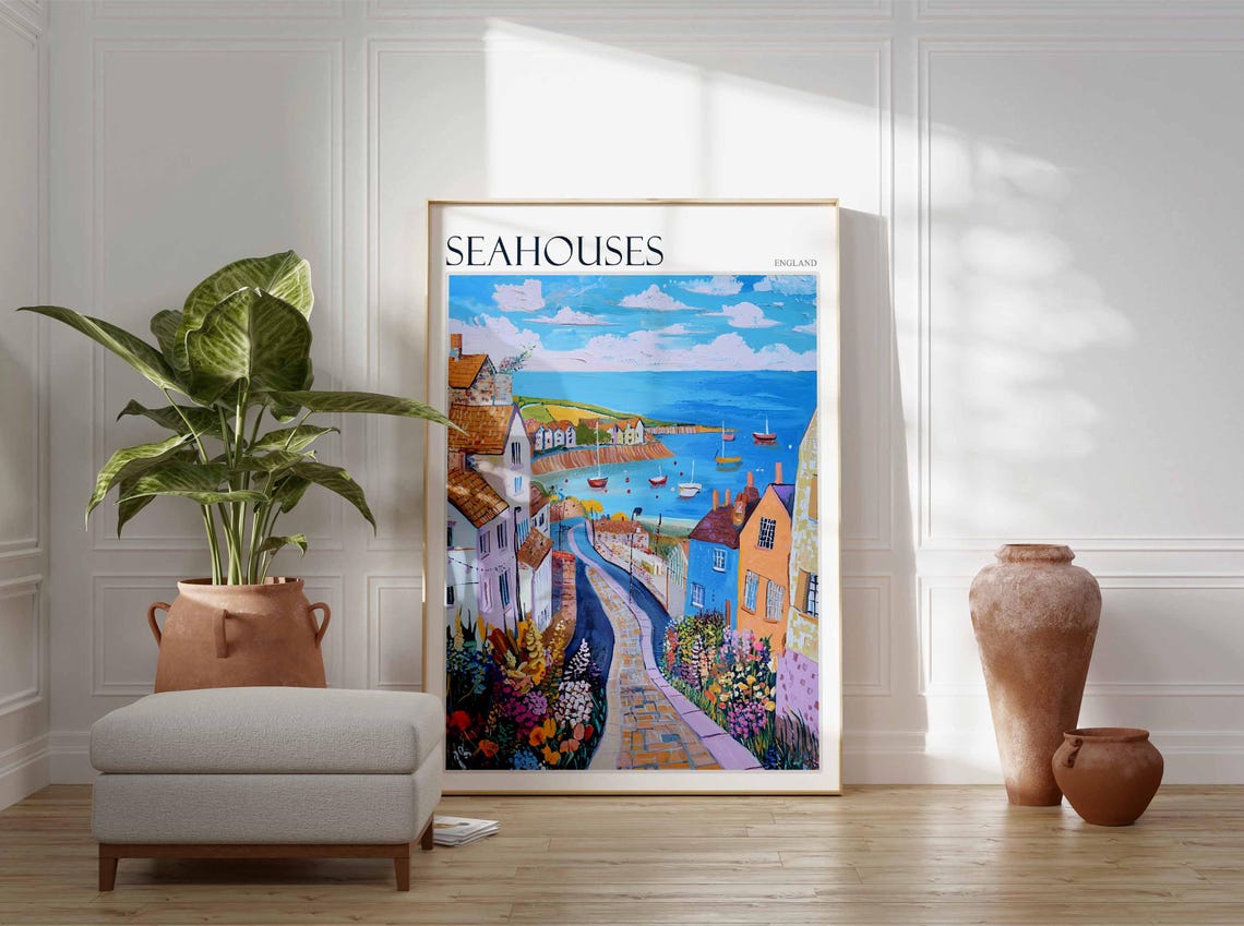 Seahouses Poster Northumberland Poster Coastal Poster Uk Travel Poster Uk Wall Art Seahouses Travel Print Seahouses Wall Decor - Image 2