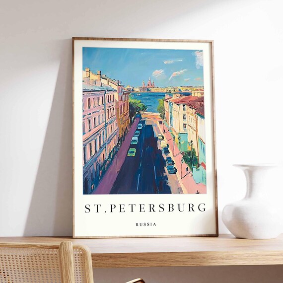 St Petersburg Russia Street Running Down to the River Poster