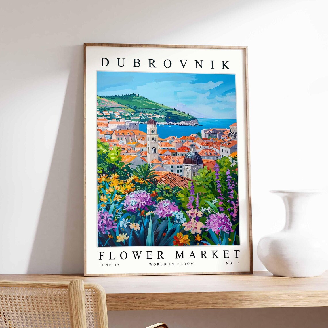 Dubrovnik Flower Market Bell Towers Wildflower Meadow Poster