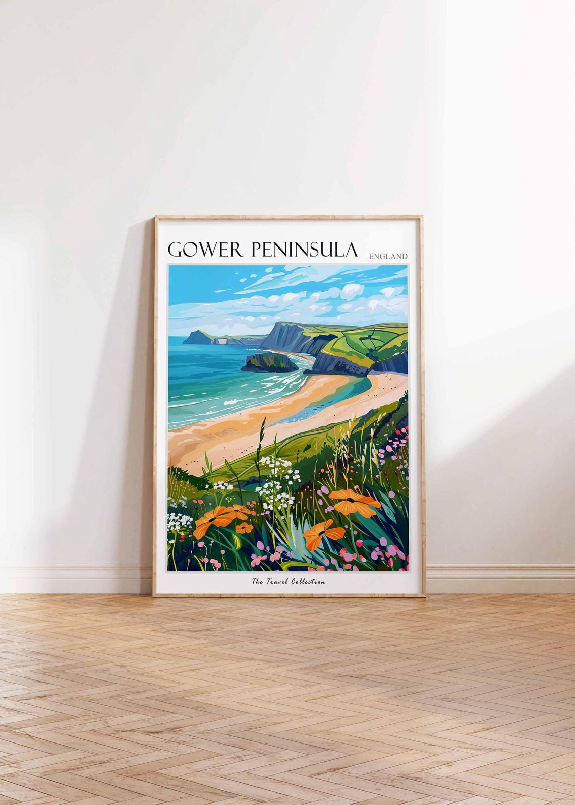 Gower Peninsula Cove Beach Travel Poster Dramatic Cliffs Bay Art - Image 2