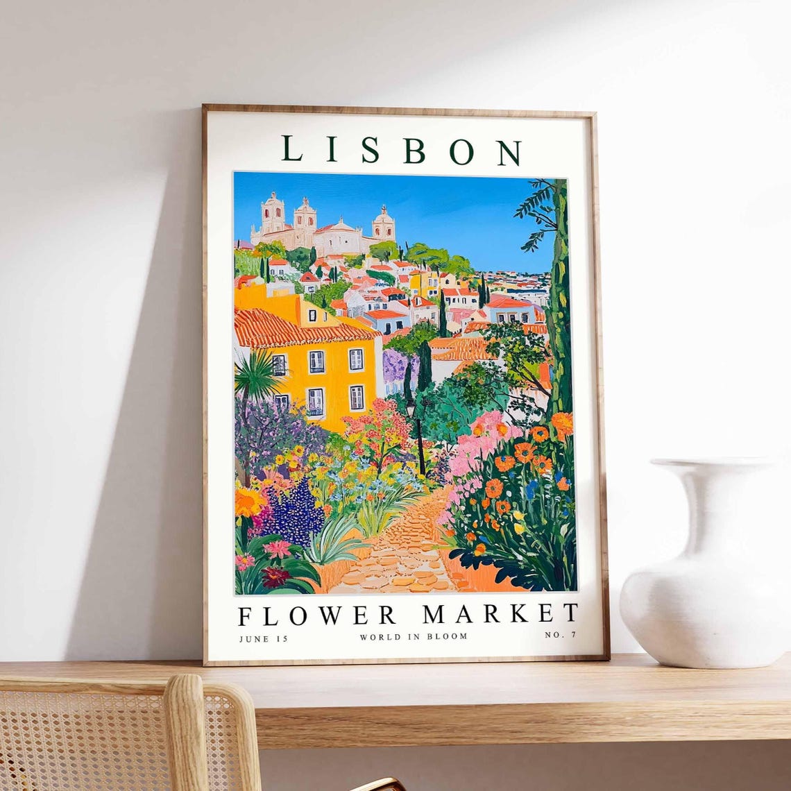 Lisbon Flower Market Poster Lisbonprint Portuguese Floral Wall Art Lisbonfloral Decor Botanical Europe Travel Print