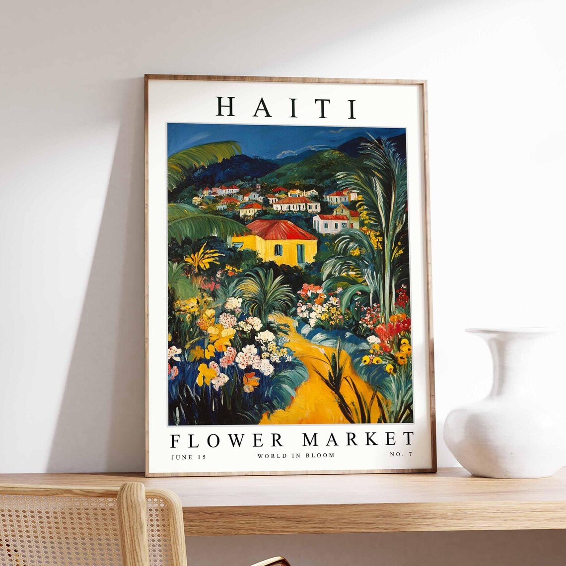 Haiti Flower Market Yellow House Mountain Village No. 7 Poster