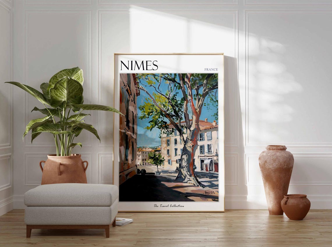 Nmes Poster France Travel Print French Decor Europe Travel Poster European Wall Art Botanical Print Nmes Gift Nmes Travel Poster - Image 3