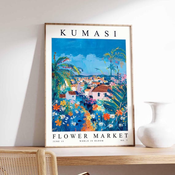 Kumasi Flower Market Poster Print Ghanaian Floral Wall Art Decor Botanical Ghana Africa Travel