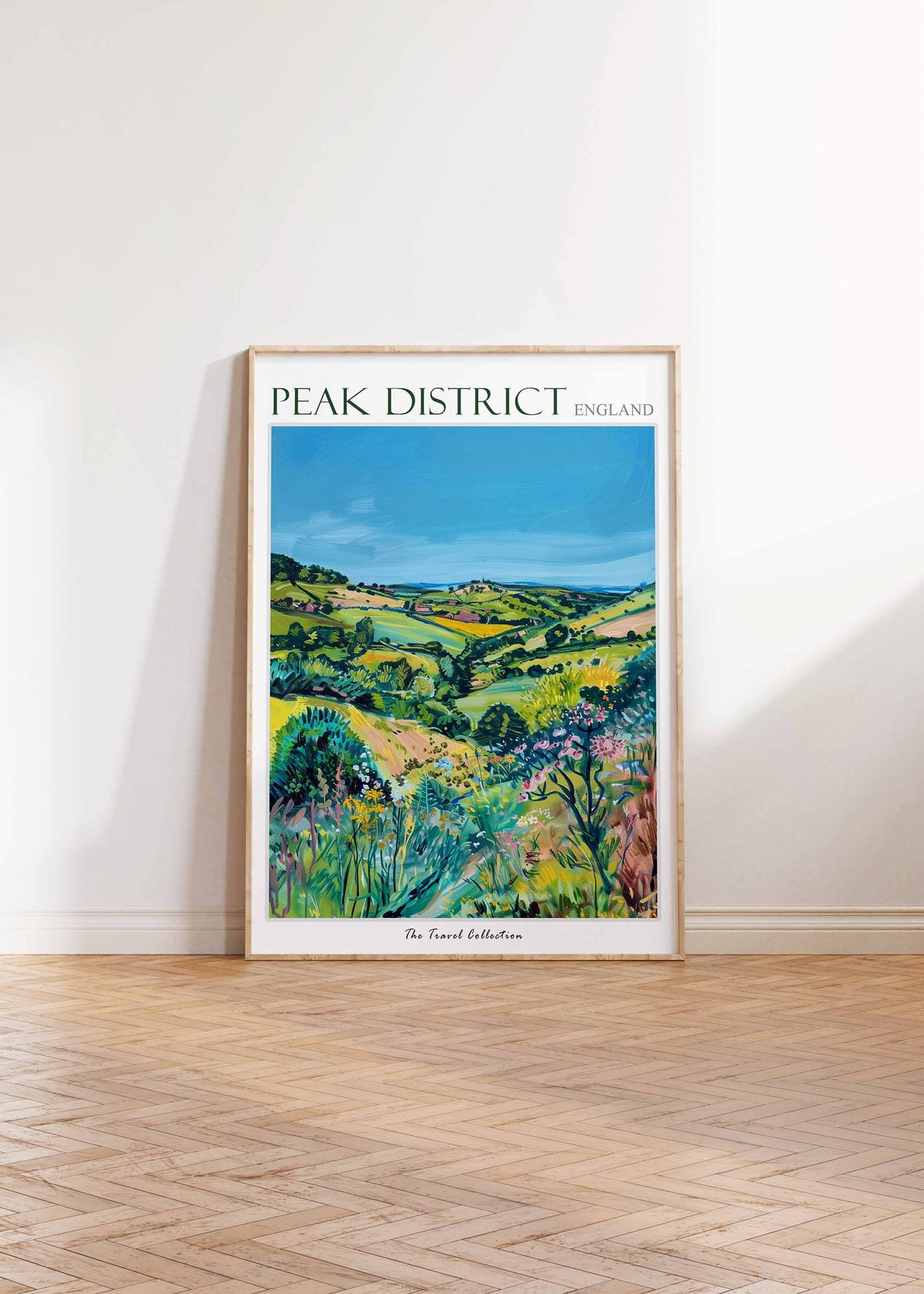 Peak District England Rolling Hills Meadow Wildflowers Painting Poster - Image 3