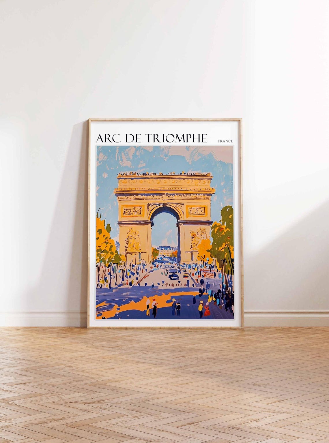 Arc de Triomphe Paris France Golden Crowd Scene Travel Poster - Image 3