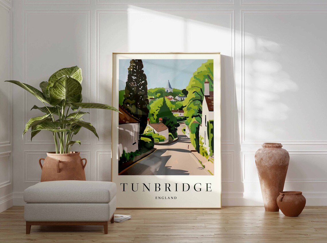 Tunbridge Poster Tunbridge Travel Print England Wall Art British Decor Tropical Decor Botanical Print Tunbridge Gift - Image 3