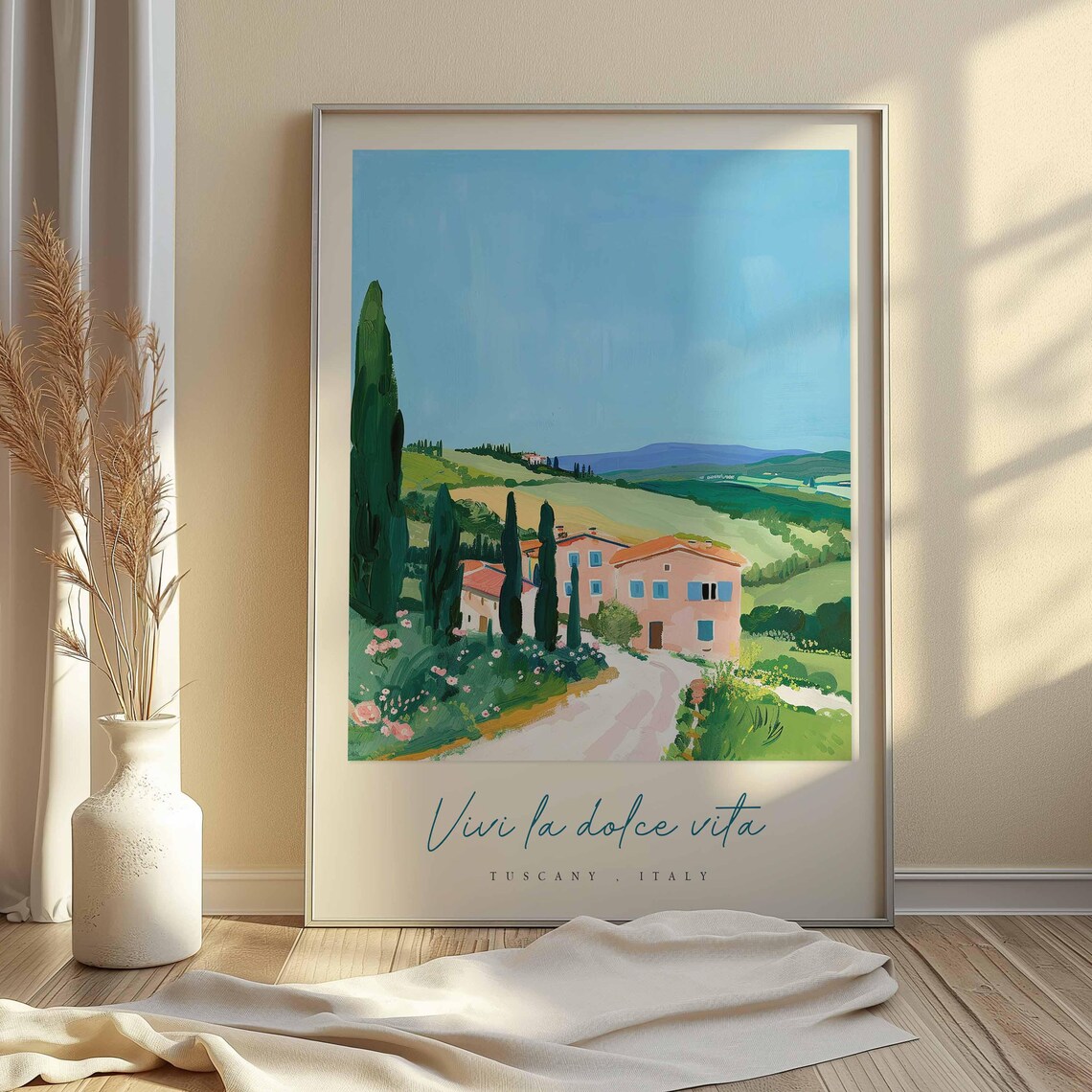 Tuscany Country Road Vivi La Dolce Vita Pink Farmhouse Poster - Image 2