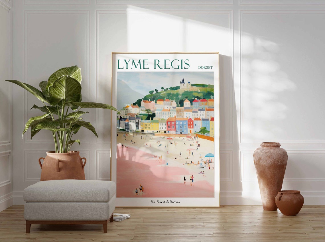 Lyme Regis Dorset Colorful Seaside Town and Sandy Beach Poster - Image 3