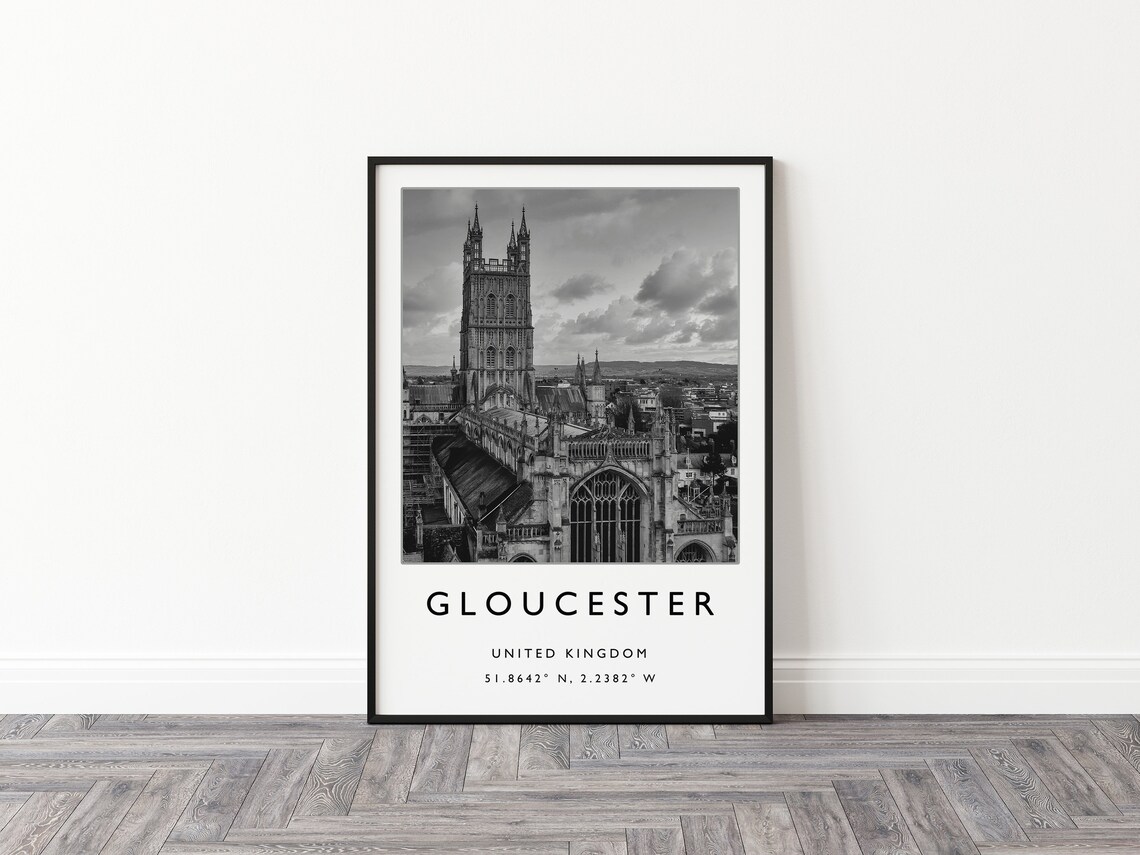 Gloucester England Travel Poster, Black And White Art Print - Image 3