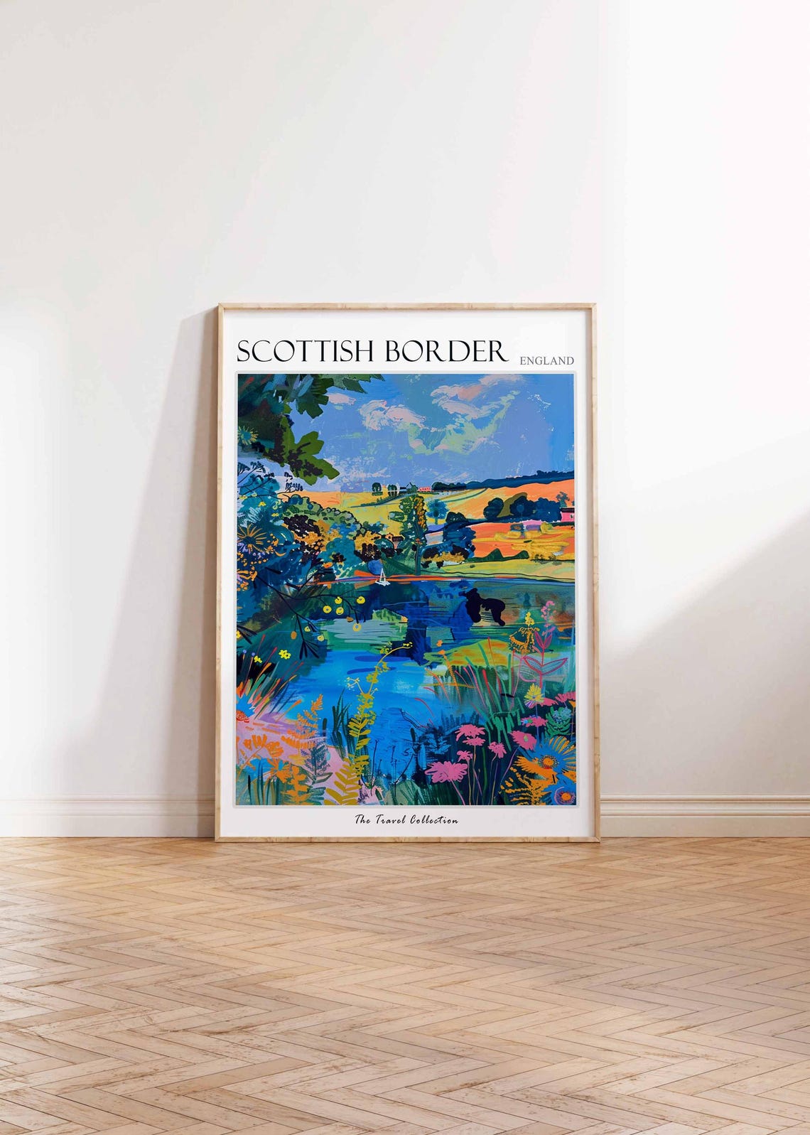 Scottish Borders Woodland Lake Countryside Painting Travel Poster - Image 2