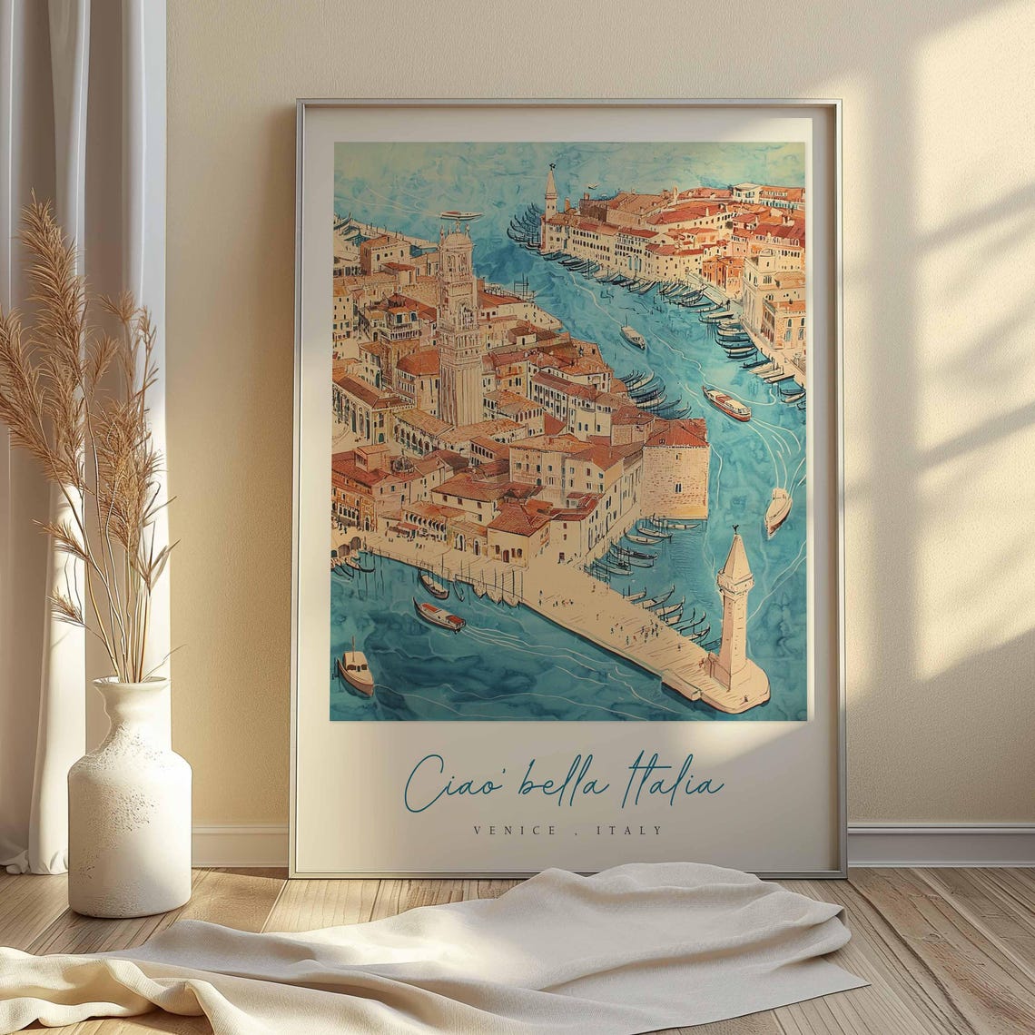 Venice Harbor Aerial Ciao Bella Italia Grand Canal Gondolas Poster - Image 2
