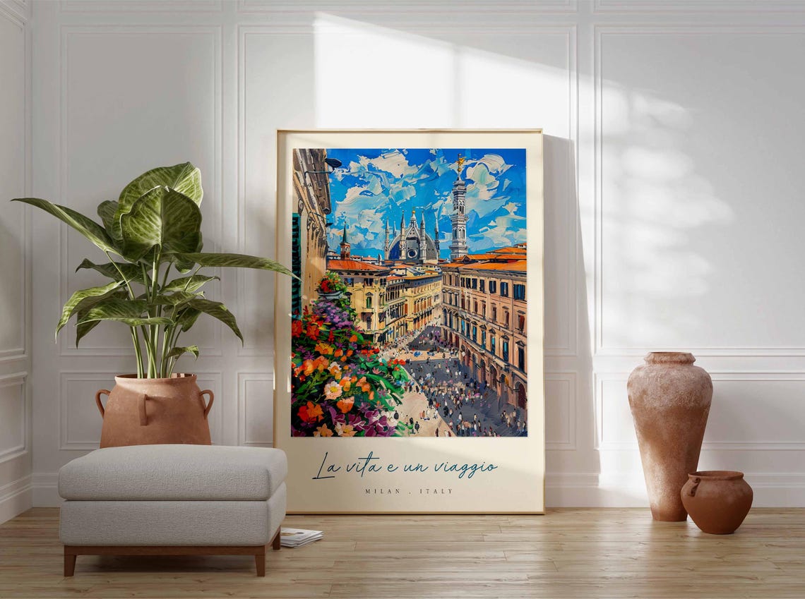 Milan Poster Italian Travel Print Milan Travel Art Milan Wall Art Italy Art Italy Travel Decor Italian Travel Gift - Image 3