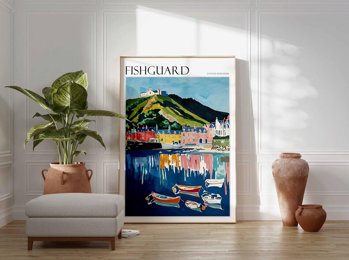 Fishguard Poster Wales Travel Poster Coastal Wall Art Welsh Decor Uk Travel Poster Welsh Landscape Uk Travel Prints Seaside Towns - Image 3