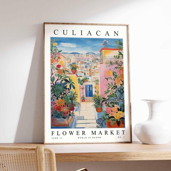 Culiacan Flower Market Poster Print Sinaloa Floral Wall Art Mexico Decor Botanical Latin America Travel