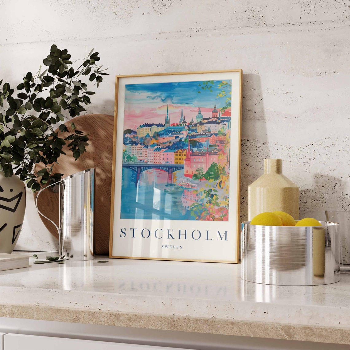 Stockholm Poster Stockholm Travel Print Sweden Wall Art Swedish Travel Print Tropical Decor Sea Print Stockholm Gift - Image 2
