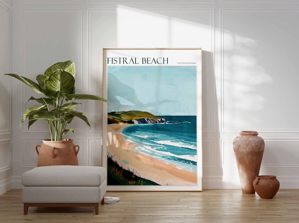 Fistral Beach United Kingdom Calm Cove Beach Serene Art Poster - Image 3