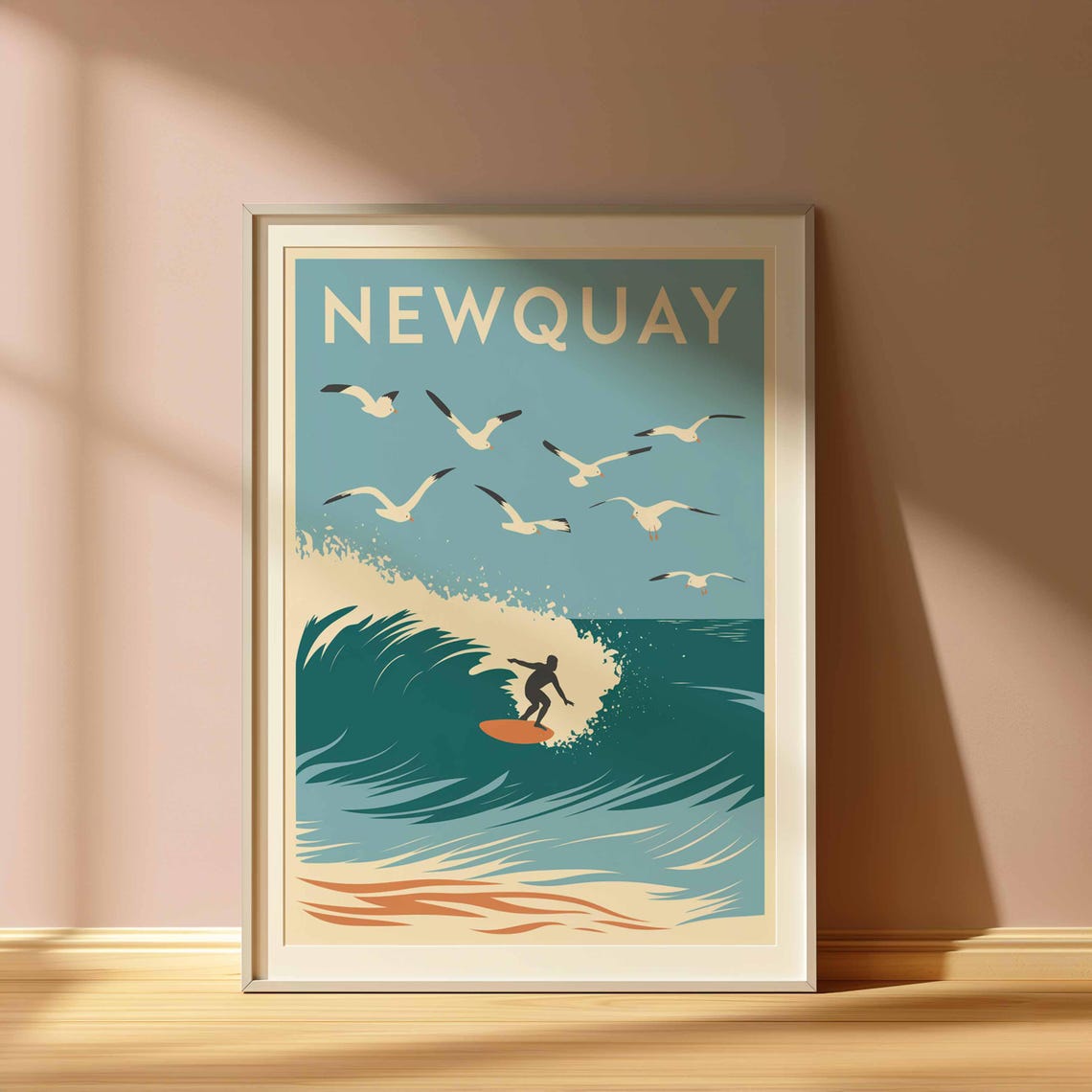 Newquay Print Coastal Travel Poster Cornwall Travel Print Coastal Wall Art Seaside Art Coastal Gift Uk Coast Art Uk Travel Poster - Image 3