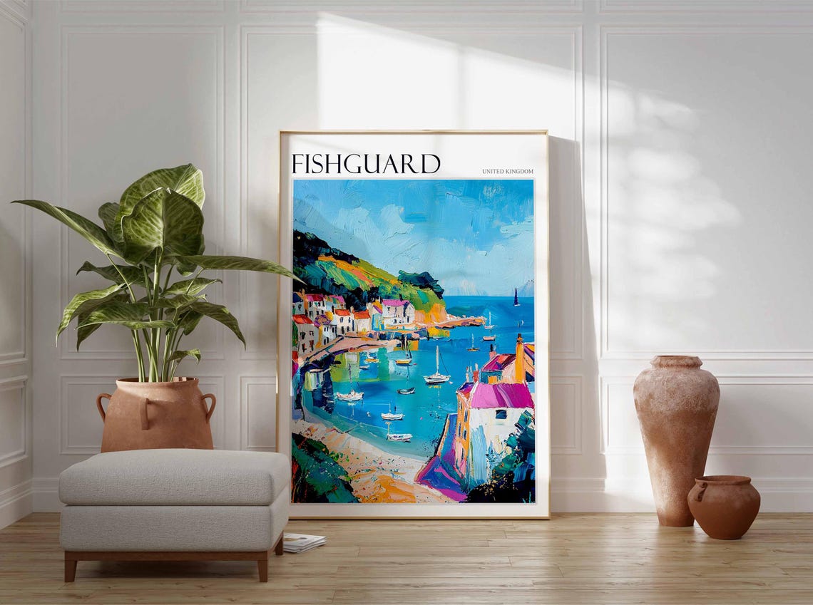 Fishguard Poster Wales Travel Poster Coastal Wall Art Welsh Decor Uk Travel Poster Welsh Landscape Uk Travel Prints Seaside Towns - Image 3