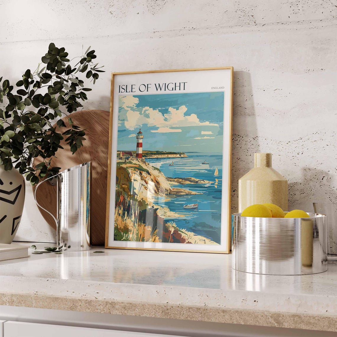 Isle Of Wight Poster Uk Travel Poster Coastal Wall Art British Decor Uk Home Decor Isle Of Wight Travel Print Island Poster Uk Decor - Image 2