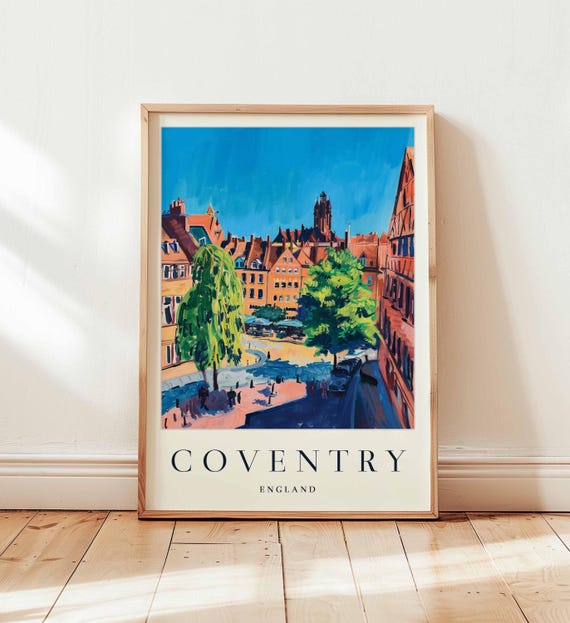 Coventry England Print Cathedral Cityscape Wall Art