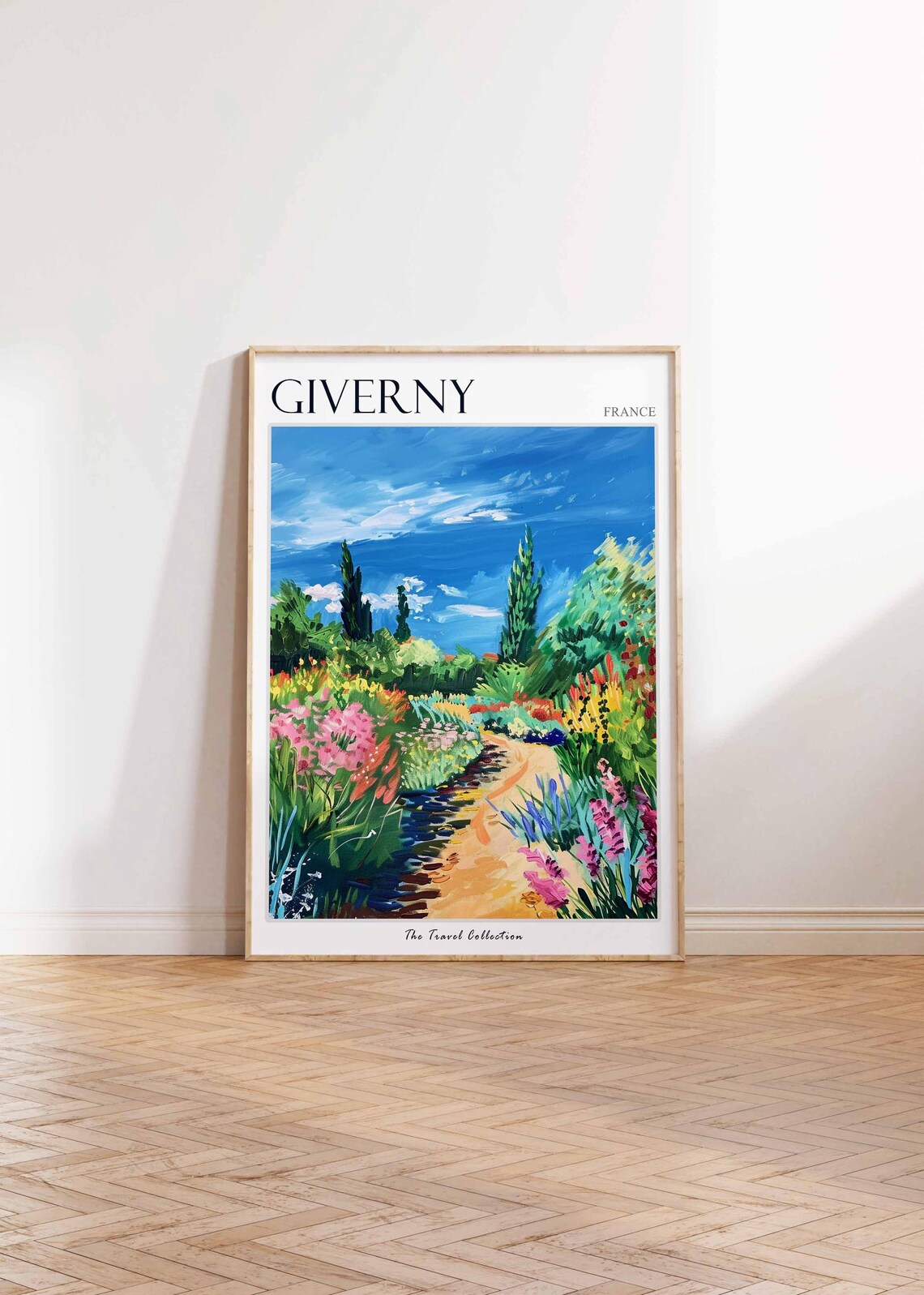 Giverny France Wildflower Meadow Path Blue Sky Travel Poster - Image 2