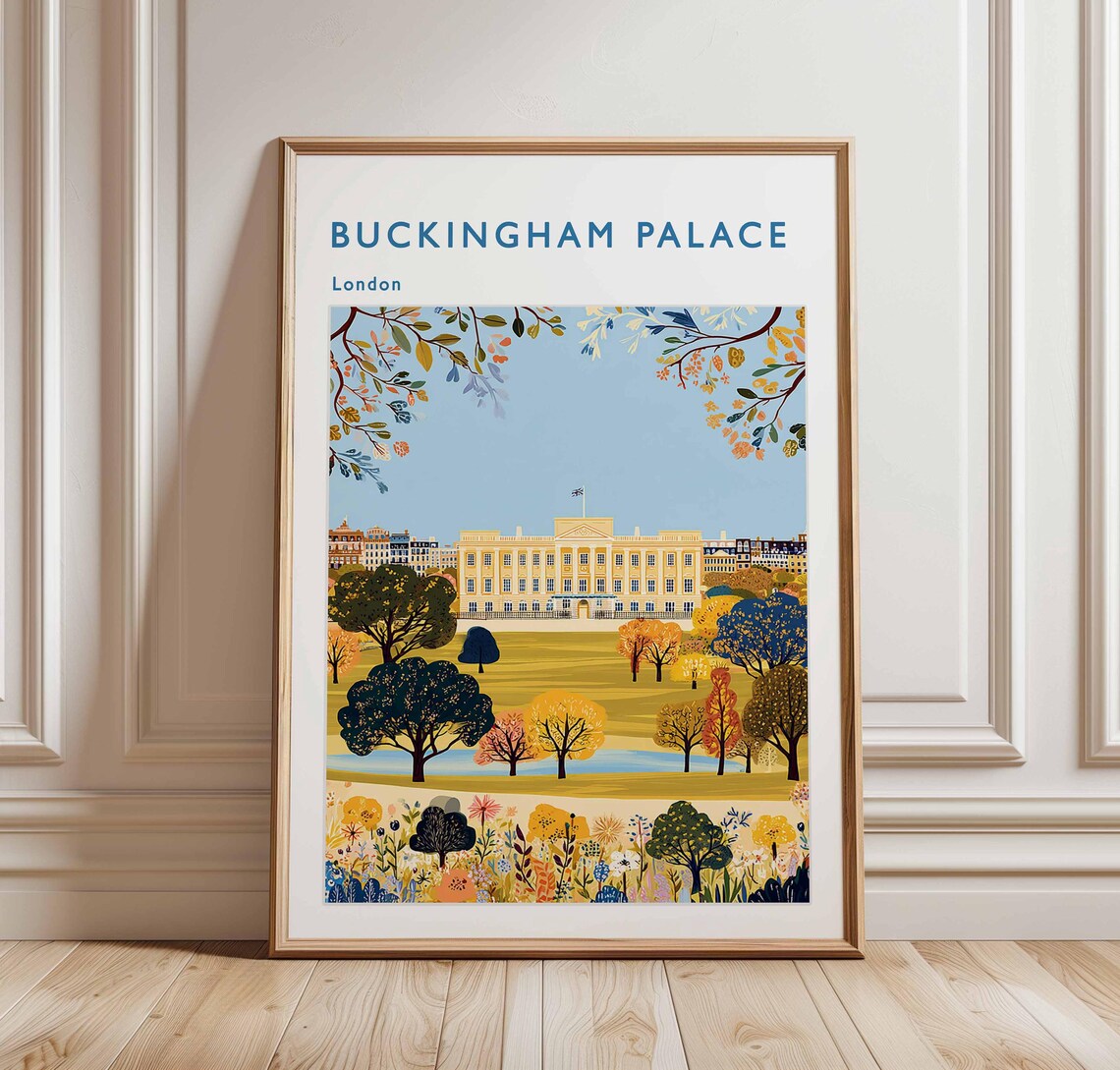 Buckingham Palace Travel Poster London Royal Landmark Art