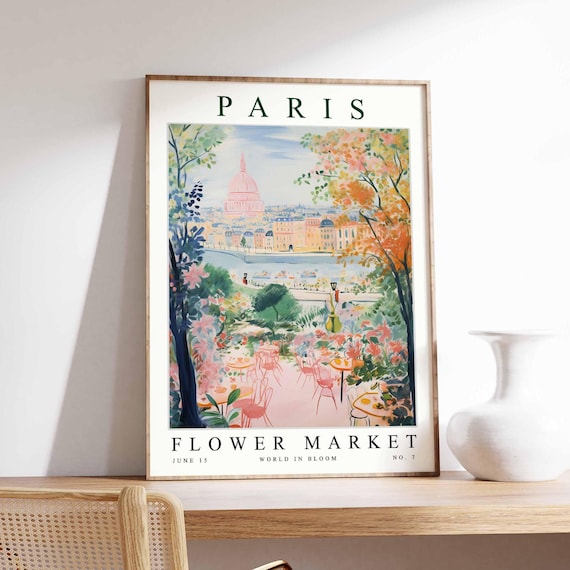 Paris Flower Market Poster French Floral Botanical Print