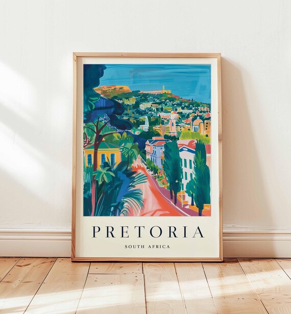 Pretoria South Africa Sunset Cityscape Purple Sky Travel Poster