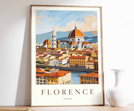 Florence Poster Florence Travel Print Italy Wall Art Italian Travel Print Tropical Decor City Print Florence Travel Poster