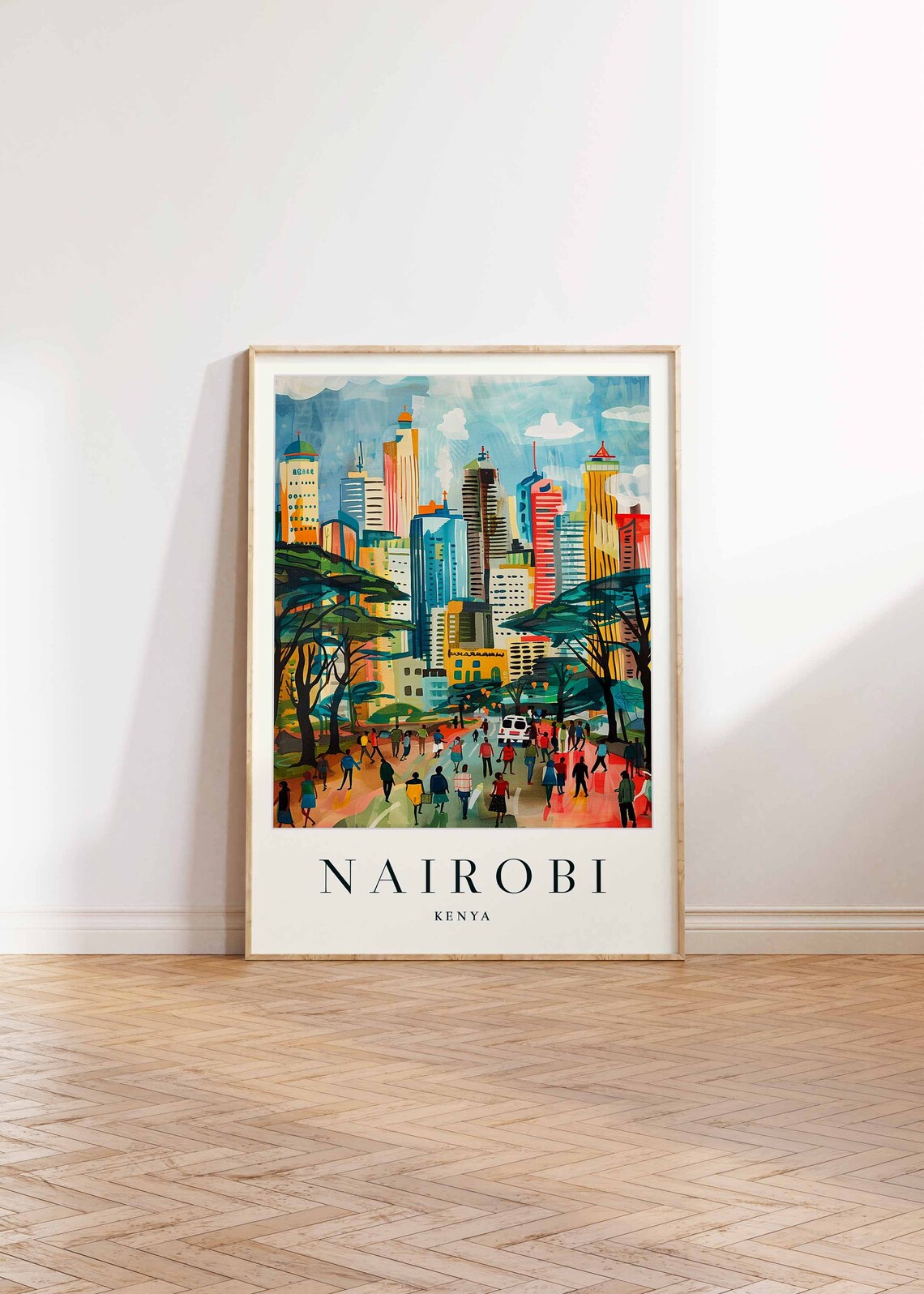 Nairobi Kenya Colorful African City Skyline Painted Travel Poster - Image 2