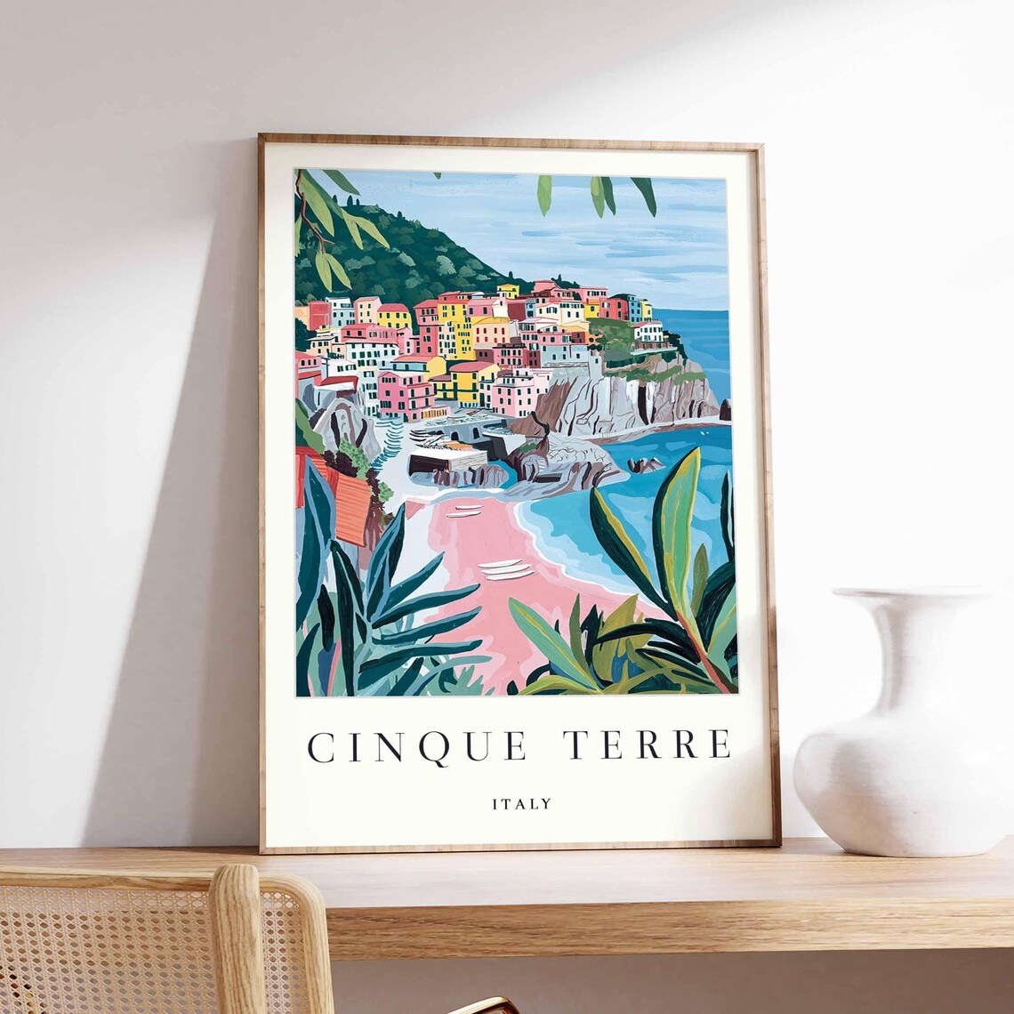 Cinque Terre Travel Poster, Italian Coastal Art