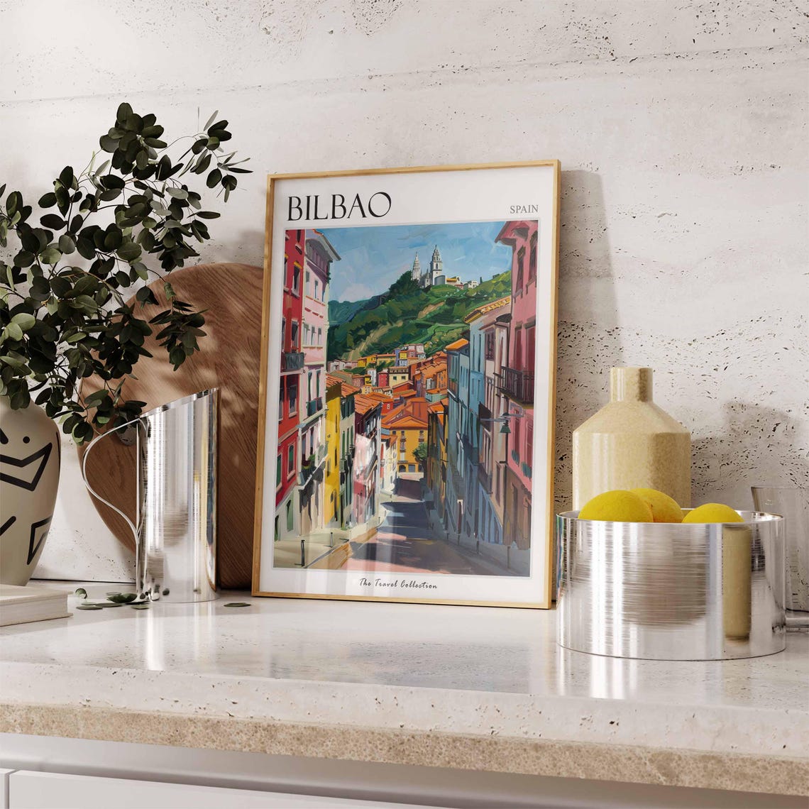 Bilbao Spain Steep Colorful Street Painted Old Town Travel Poster - Image 3